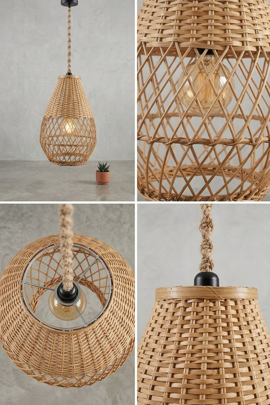 Lámpara boho de ratán para interiores modernos