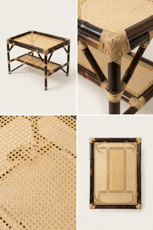 Mesa Artesanal en Bambú y Ratán Natural | Diseño Atemporal que Transforma Espacios