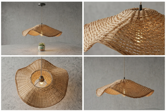 Lámpara boho de ratán natural para interiores modernos
